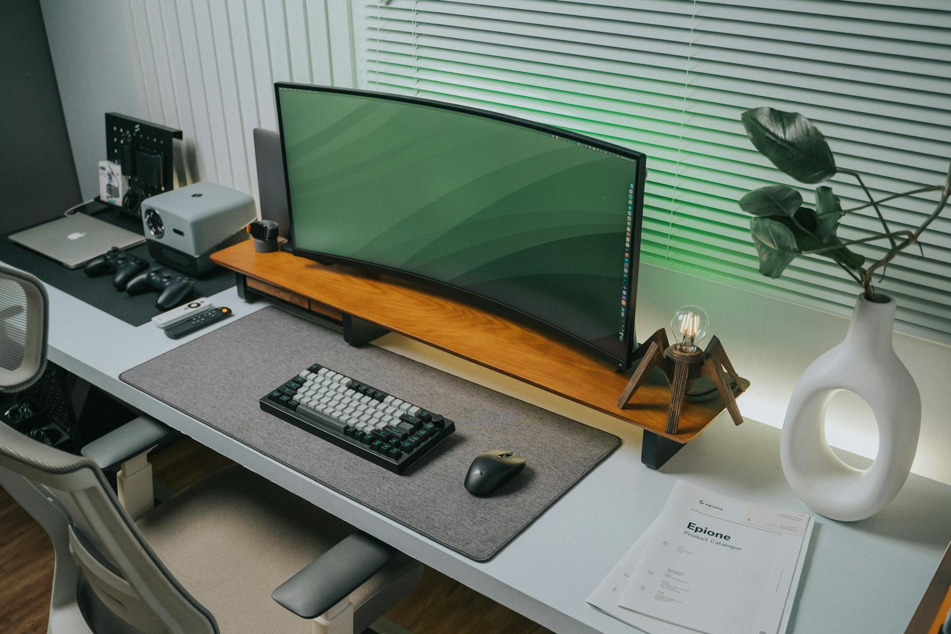 A Monitor and a Keyboard on a Desk