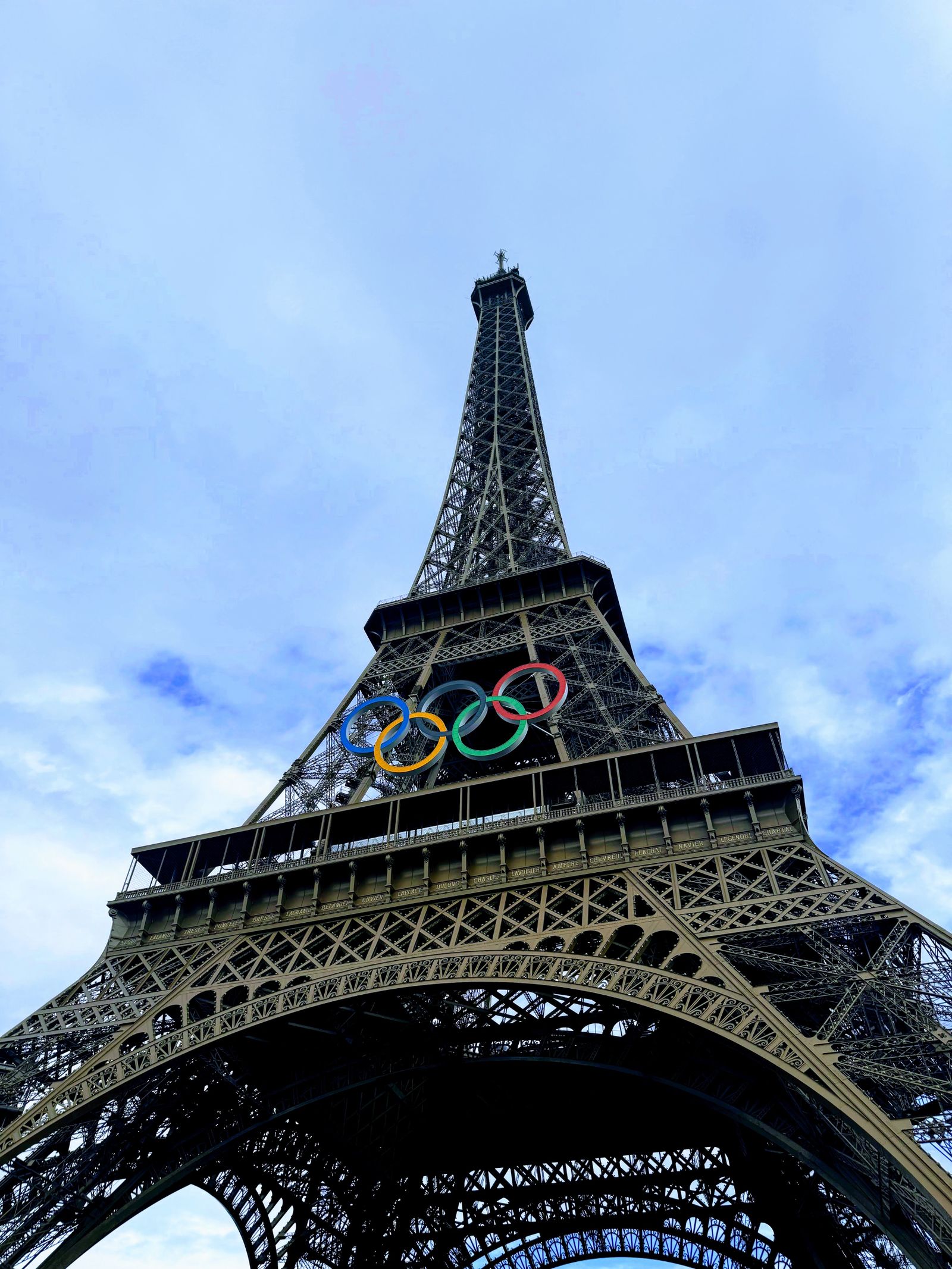 Eiffel Tower with Olympic Rings in Paris — 2024 Olympic Games imagery
