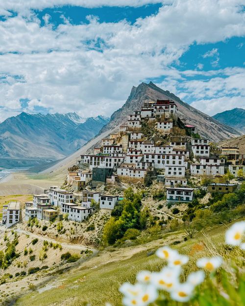 Free Scenic view of Key Monastery perched on a hill in the Himalayas, surrounded by stunning nature. Stock Photo