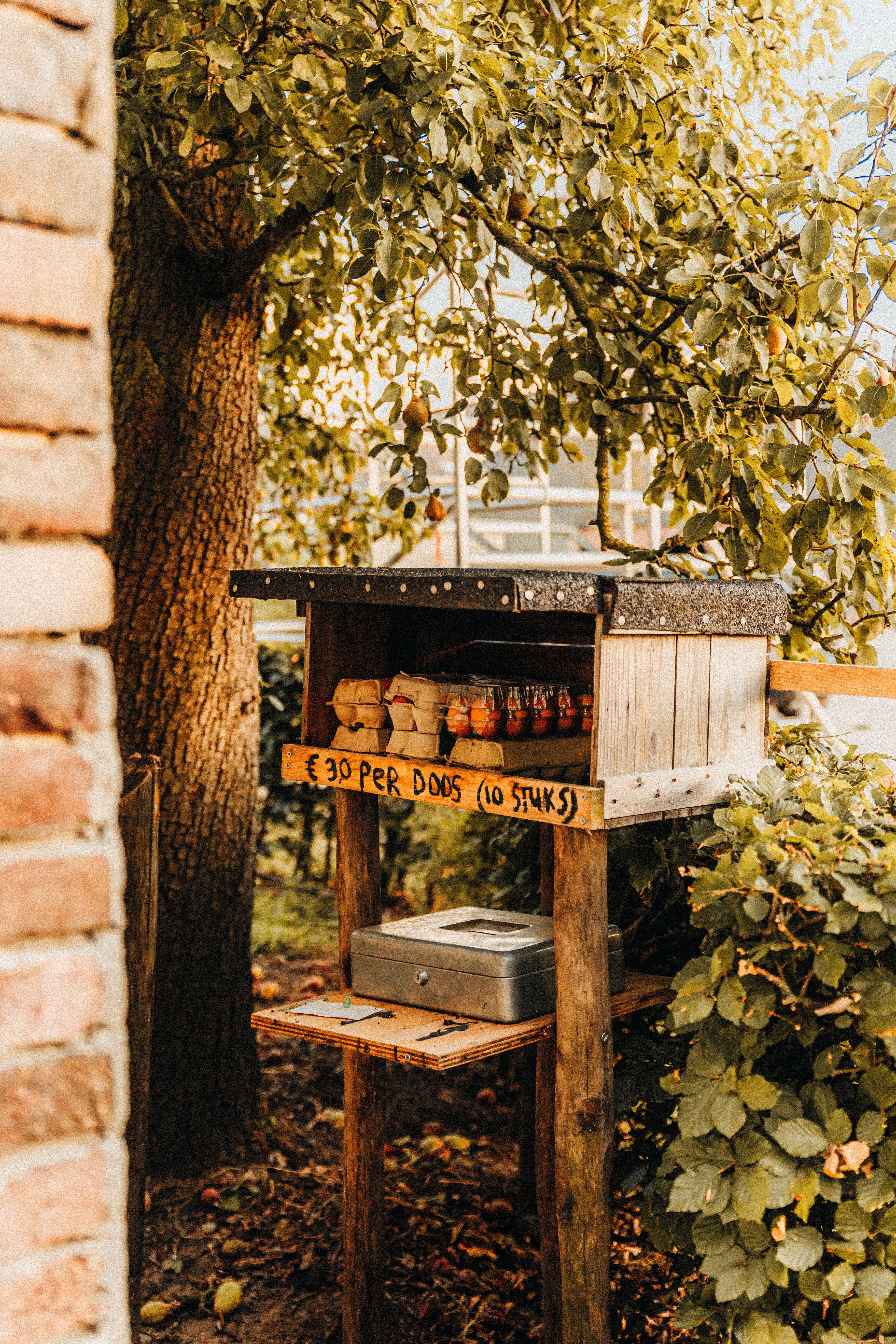 A wooden box with a sign on it · Free Stock Photo