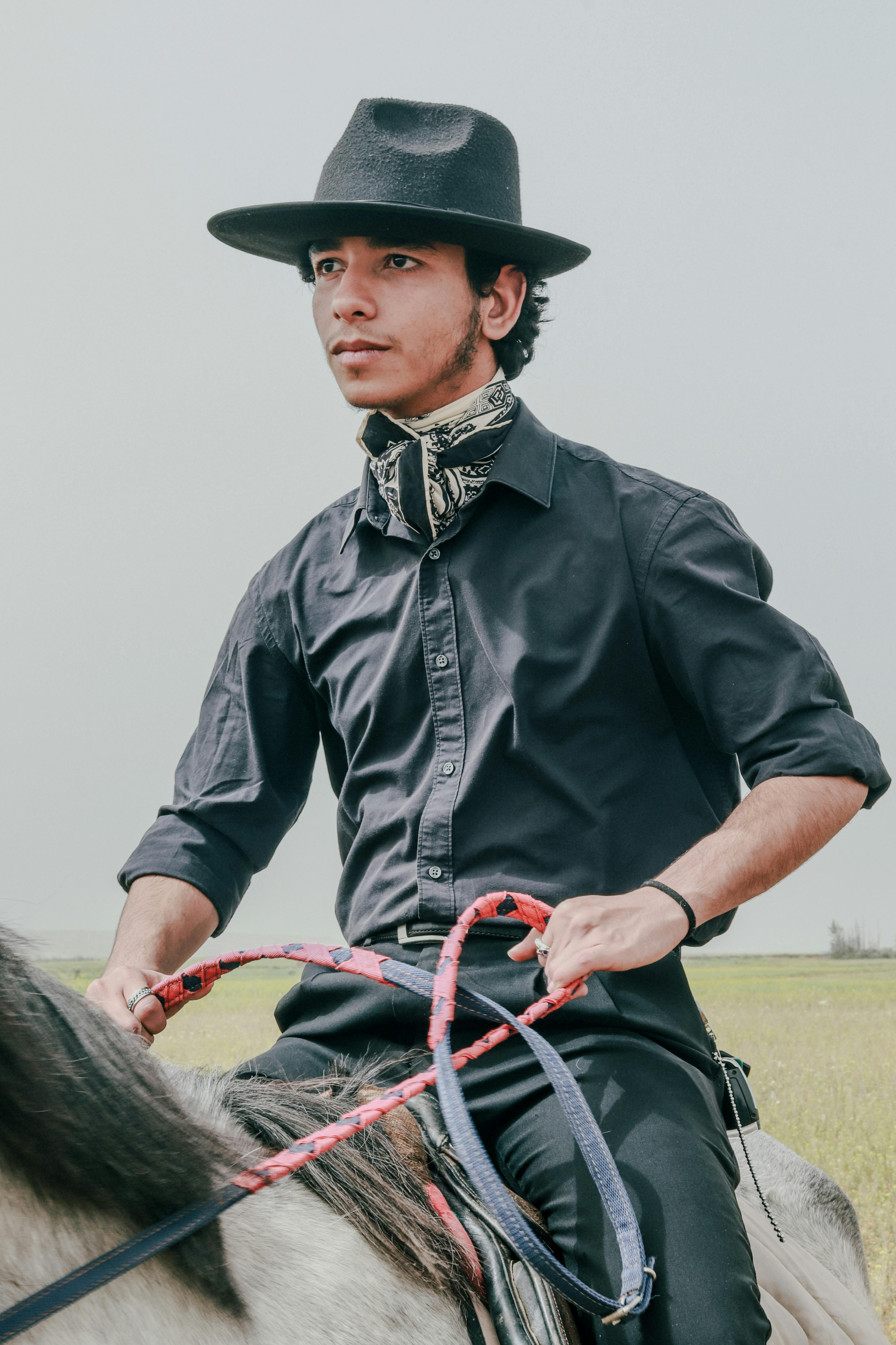 a man in a cowboy hat riding a horse