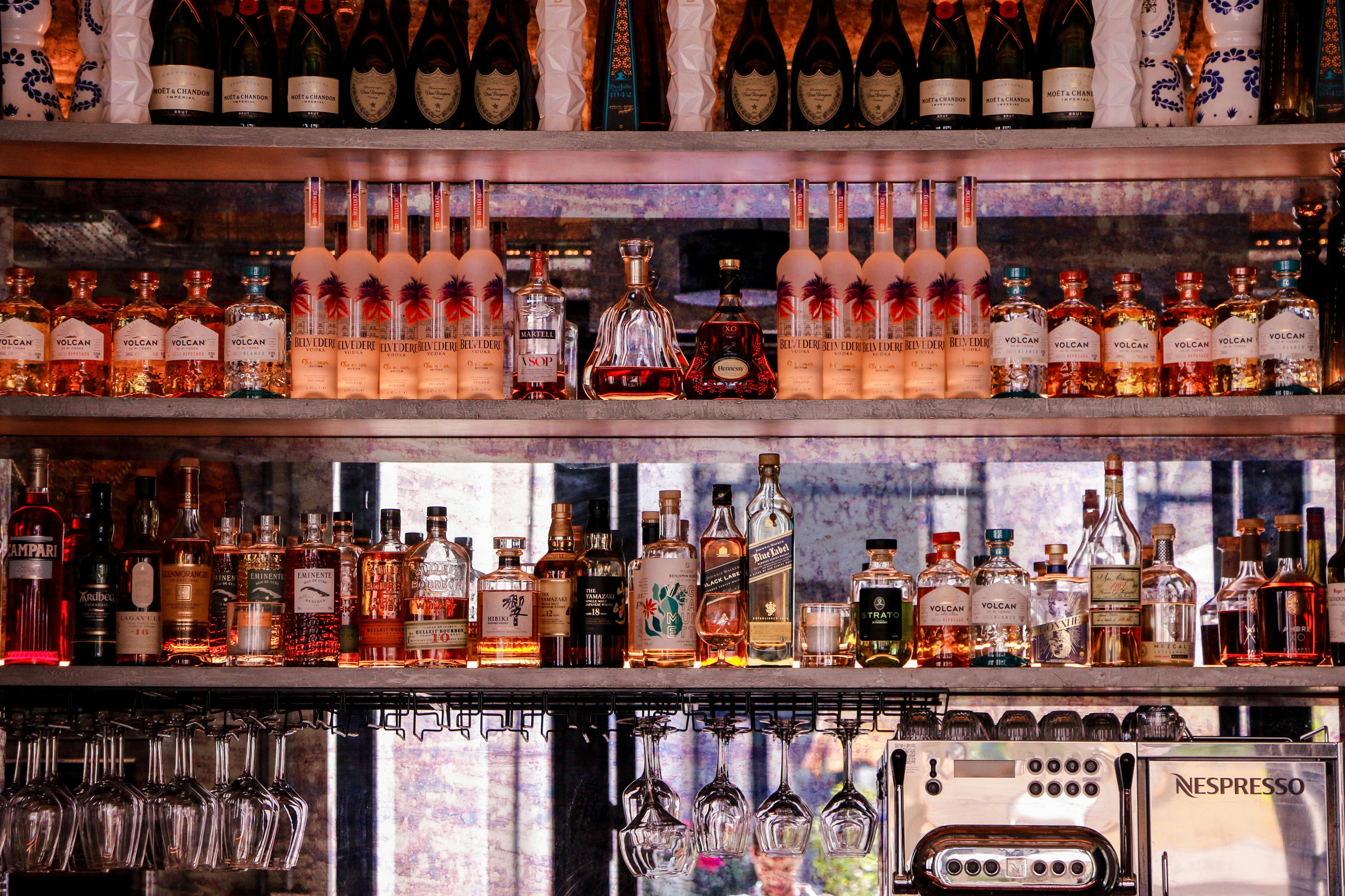 LUXBAR interior showing the neat bar area with bourbon display - bars gold coast chicago