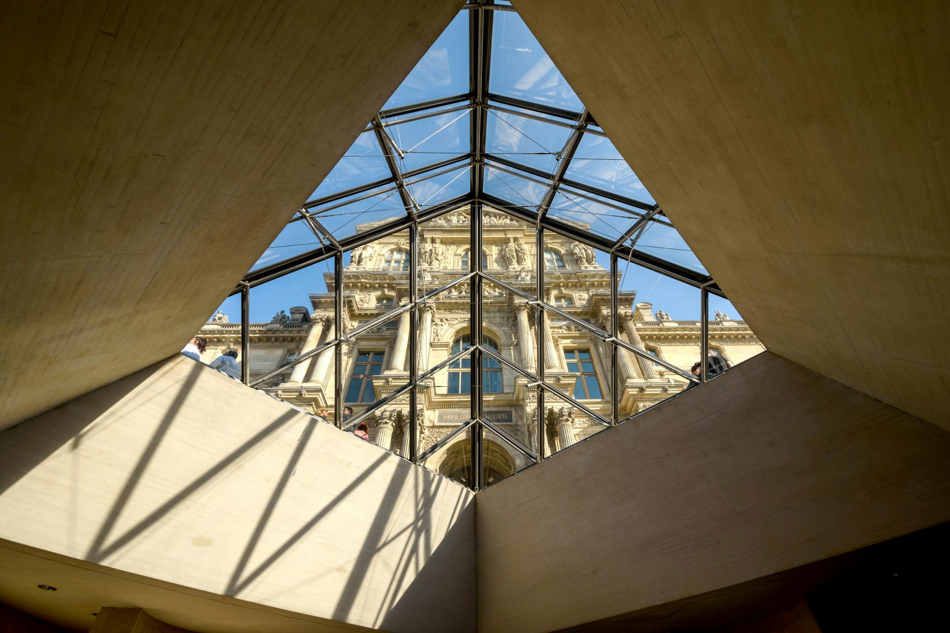 Louvre Museum View Through Glass Pyramid