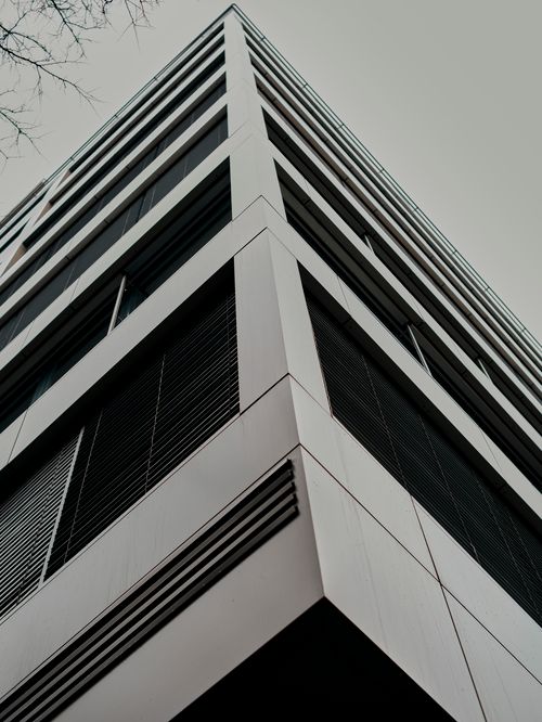 Free A contemporary skyscraper with sleek lines and glass windows in Bratislava, Slovakia. Stock Photo