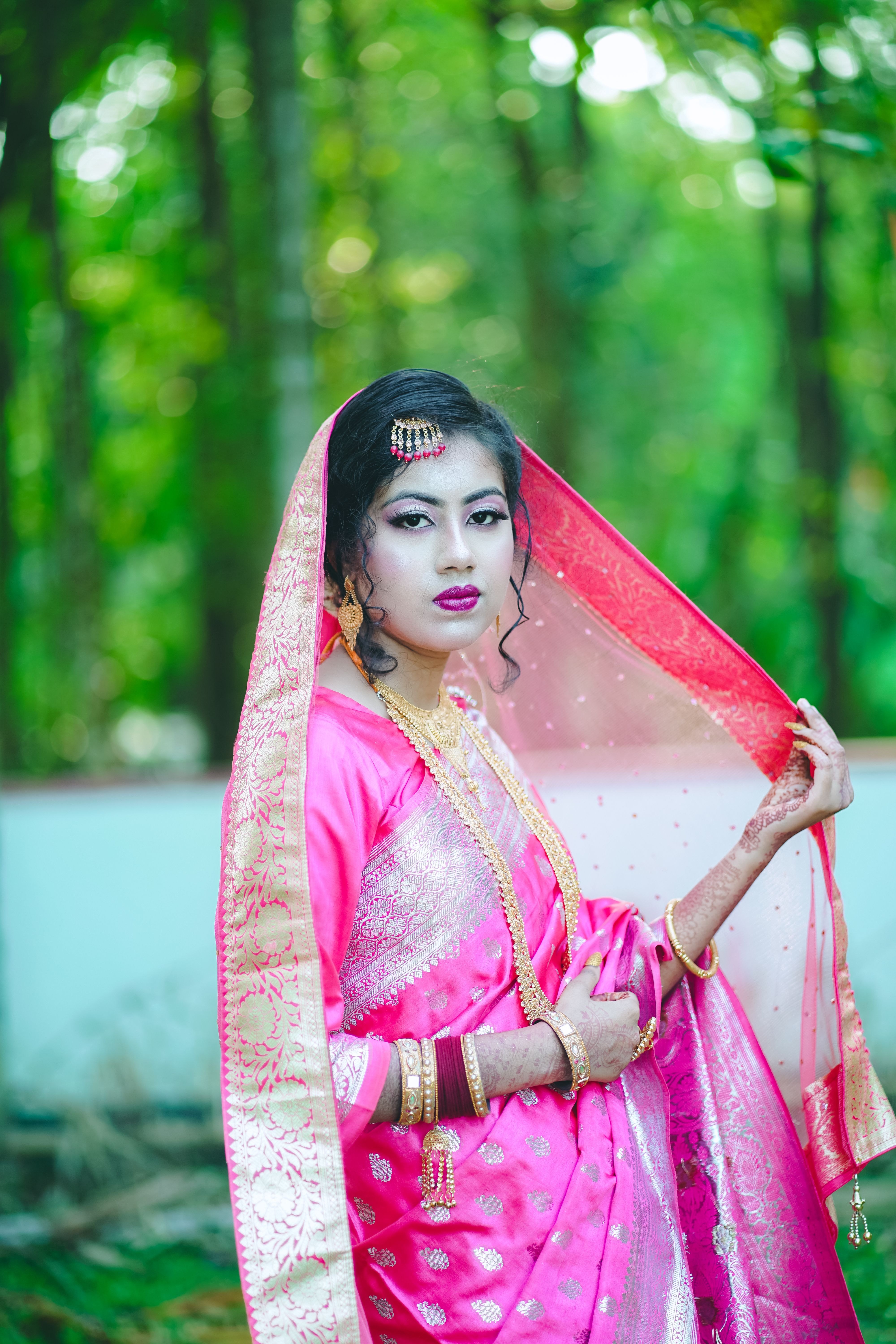 A beautiful young woman in pink sari · Free Stock Photo