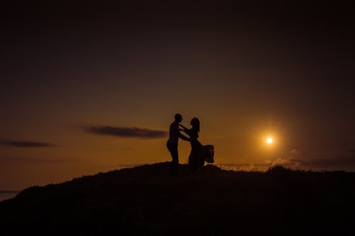 Free stock photo of beautiful sunset, couple goal, love