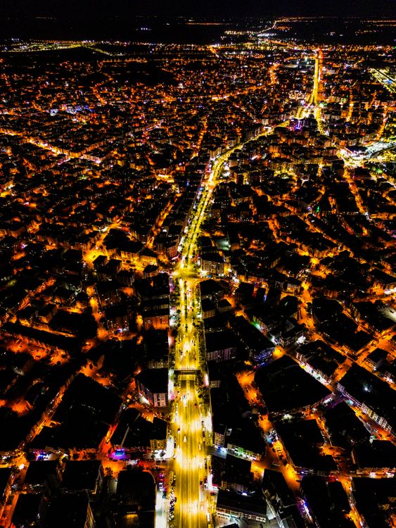 Illuminated Streets of City at Night · Free Stock Photo