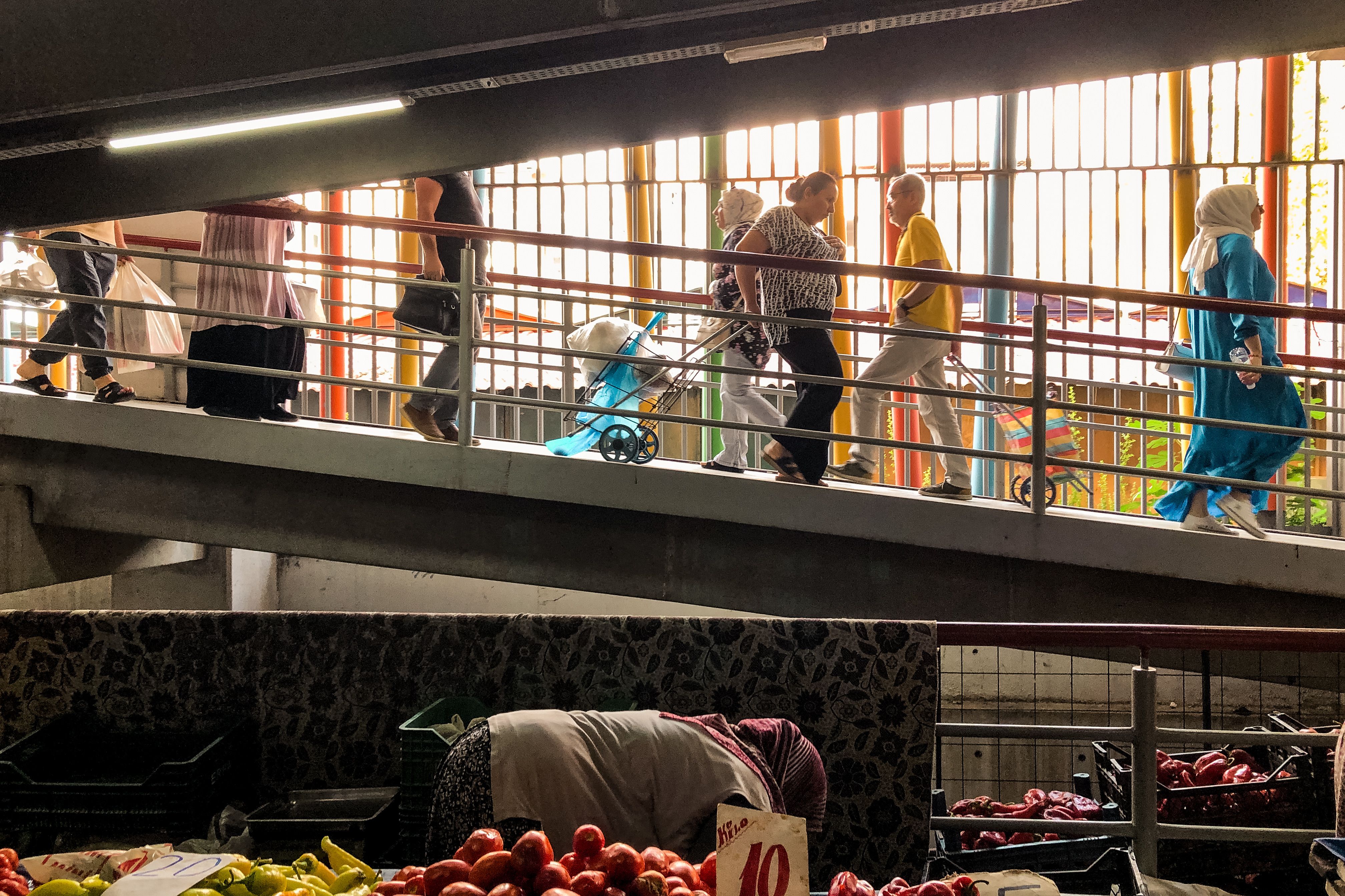 A group of people walking down a set of stairs · Free Stock Photo