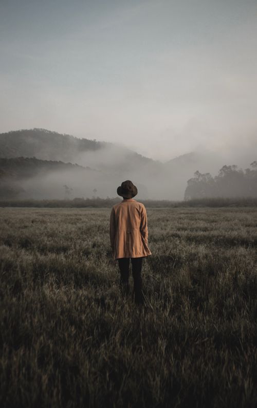 Person Wearing Brown Long-sleeved Top