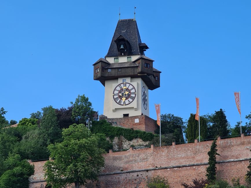 Schlossberg Clock Tower from Hauptplatz Graz Stadt