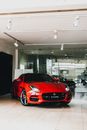 Parked Red Vehicle Inside Building