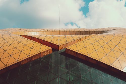 Free Close-up of a modern geometric architectural structure in Dalat, Vietnam. Stock Photo