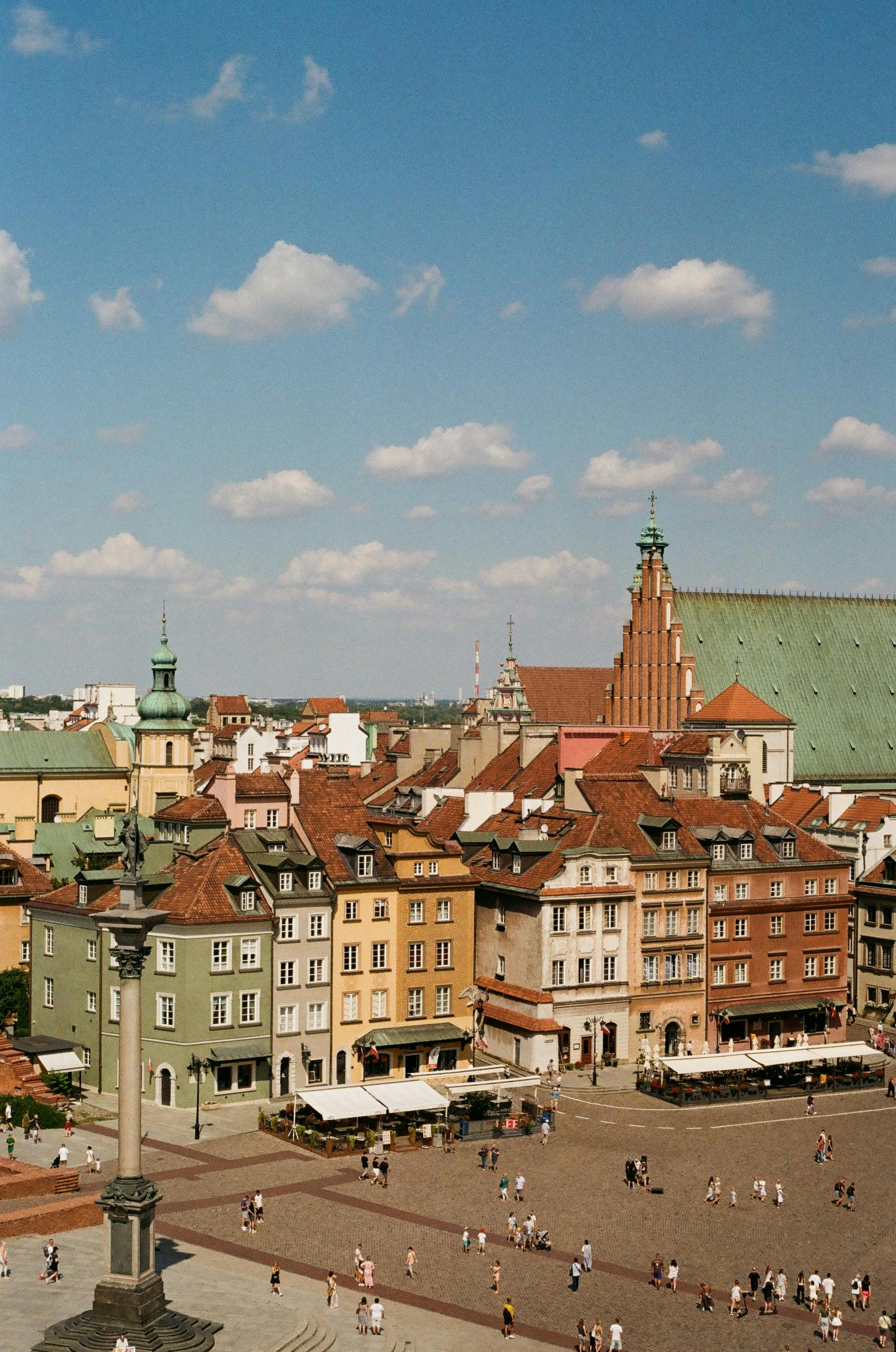Charming architectural view of Warsaw's Old Town in summer.