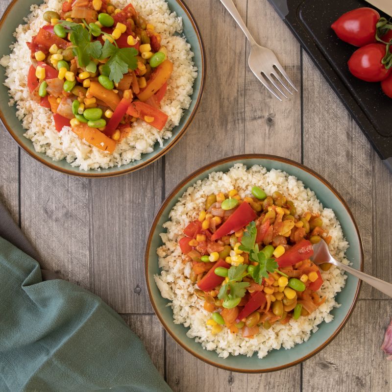 Spanish Romesco Roasted Cauliflower Rice