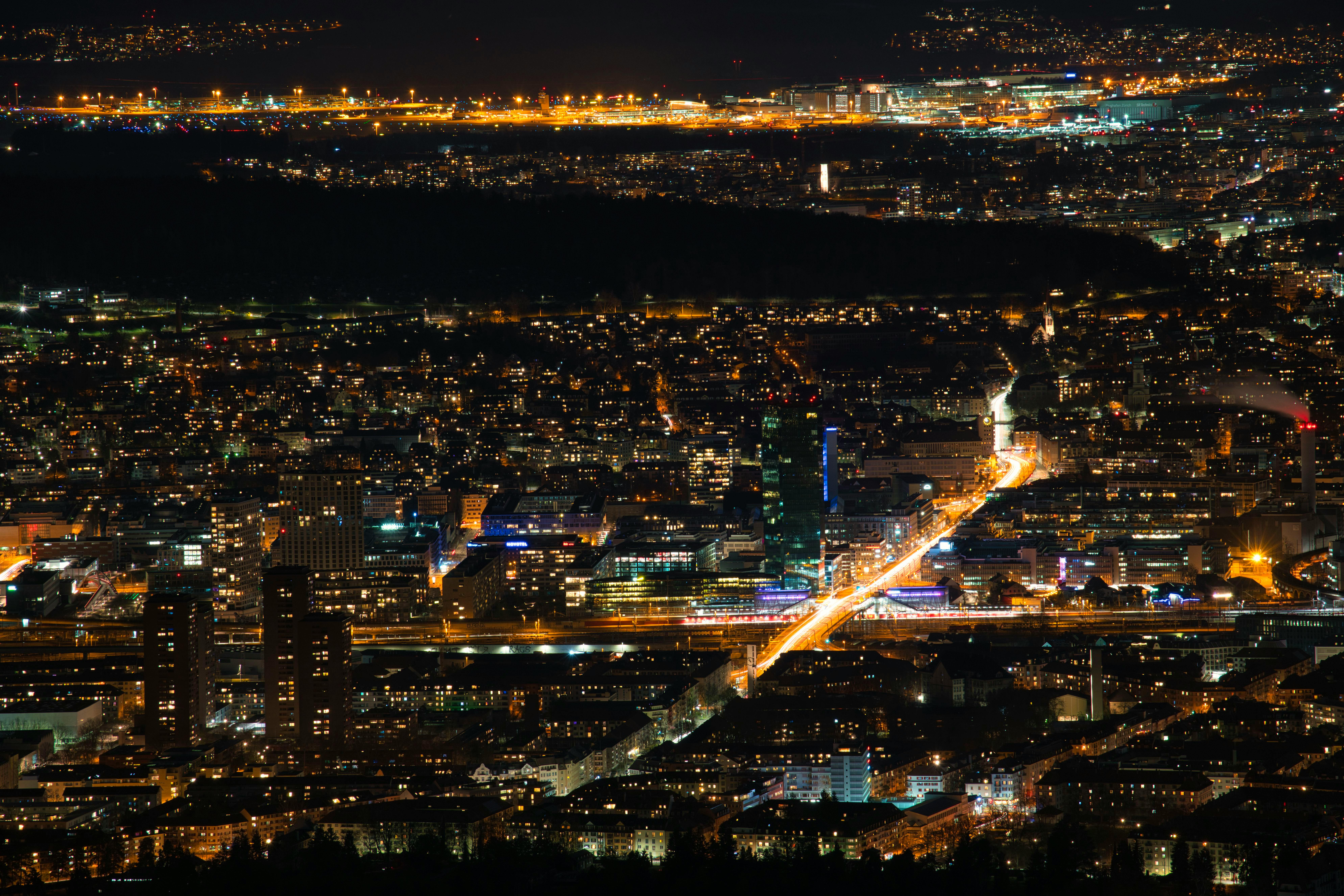 Houston cityscape with modern skyscrapers and a park