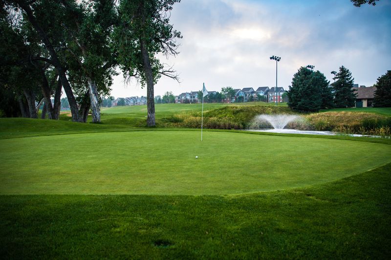 The renovated Center Course green with fountain