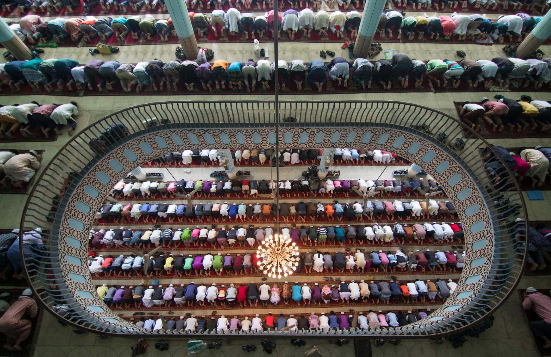 Crowd Praying at Mosque