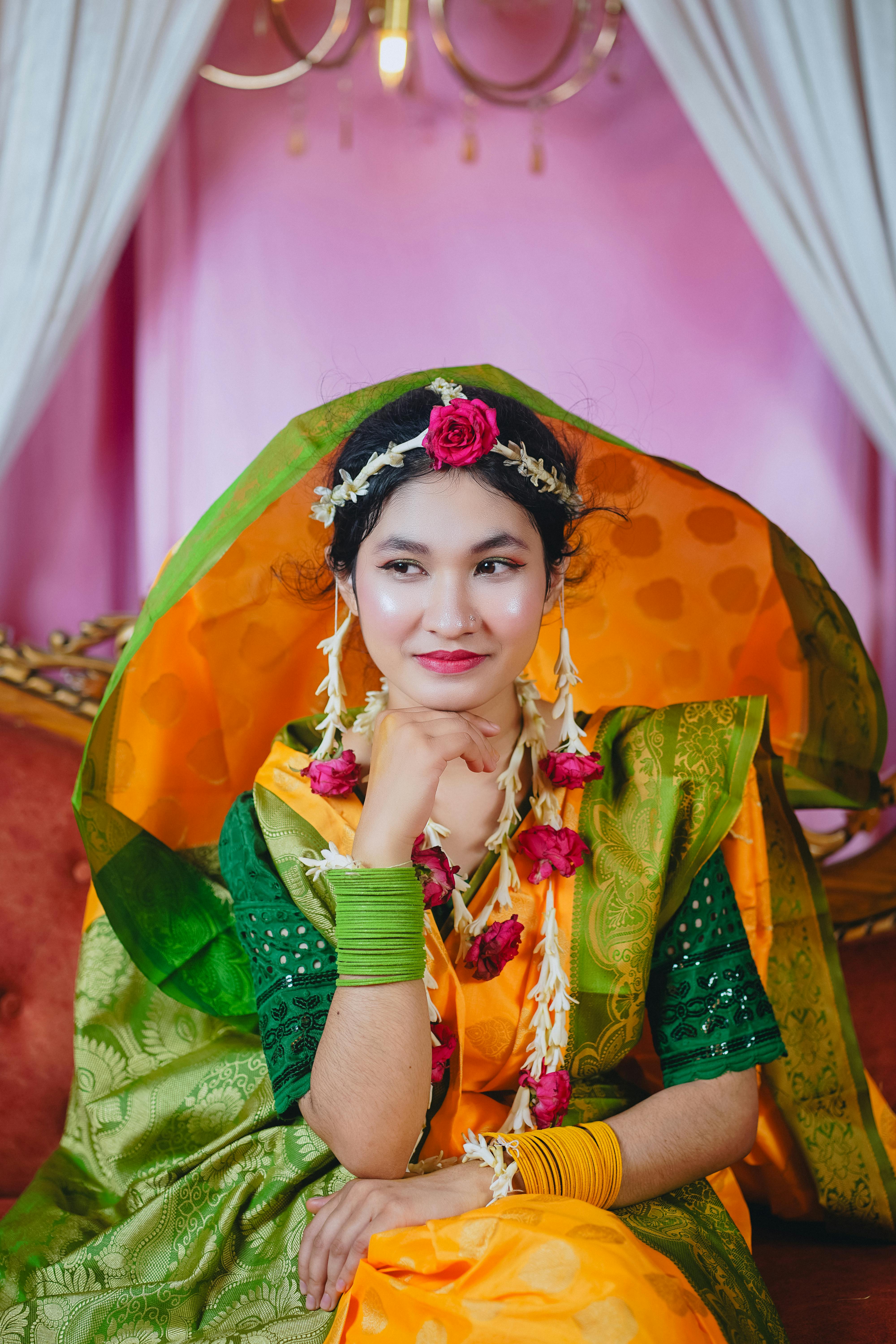 a beautiful woman in a traditional indian dress