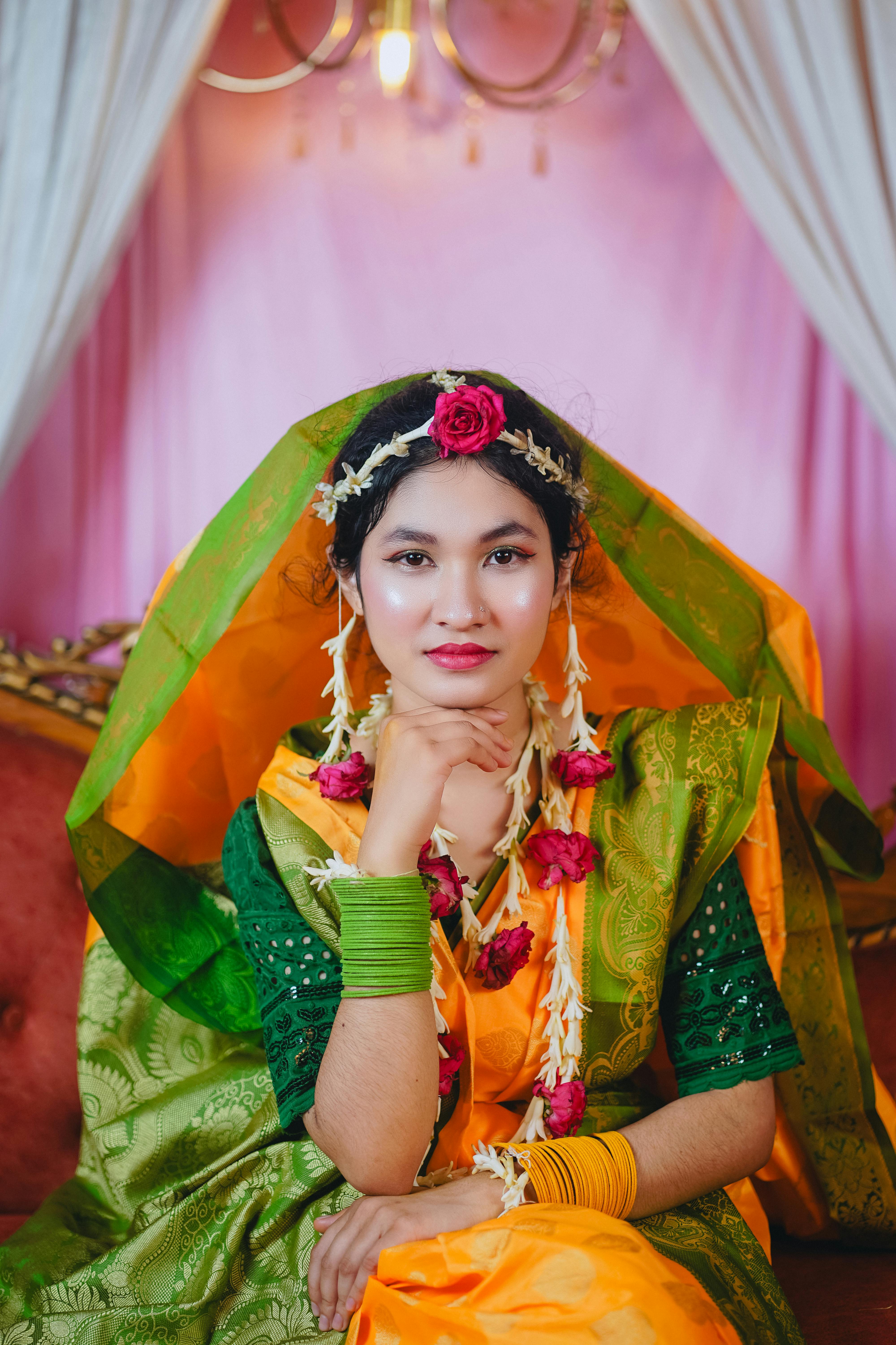 a beautiful woman in a traditional indian dress