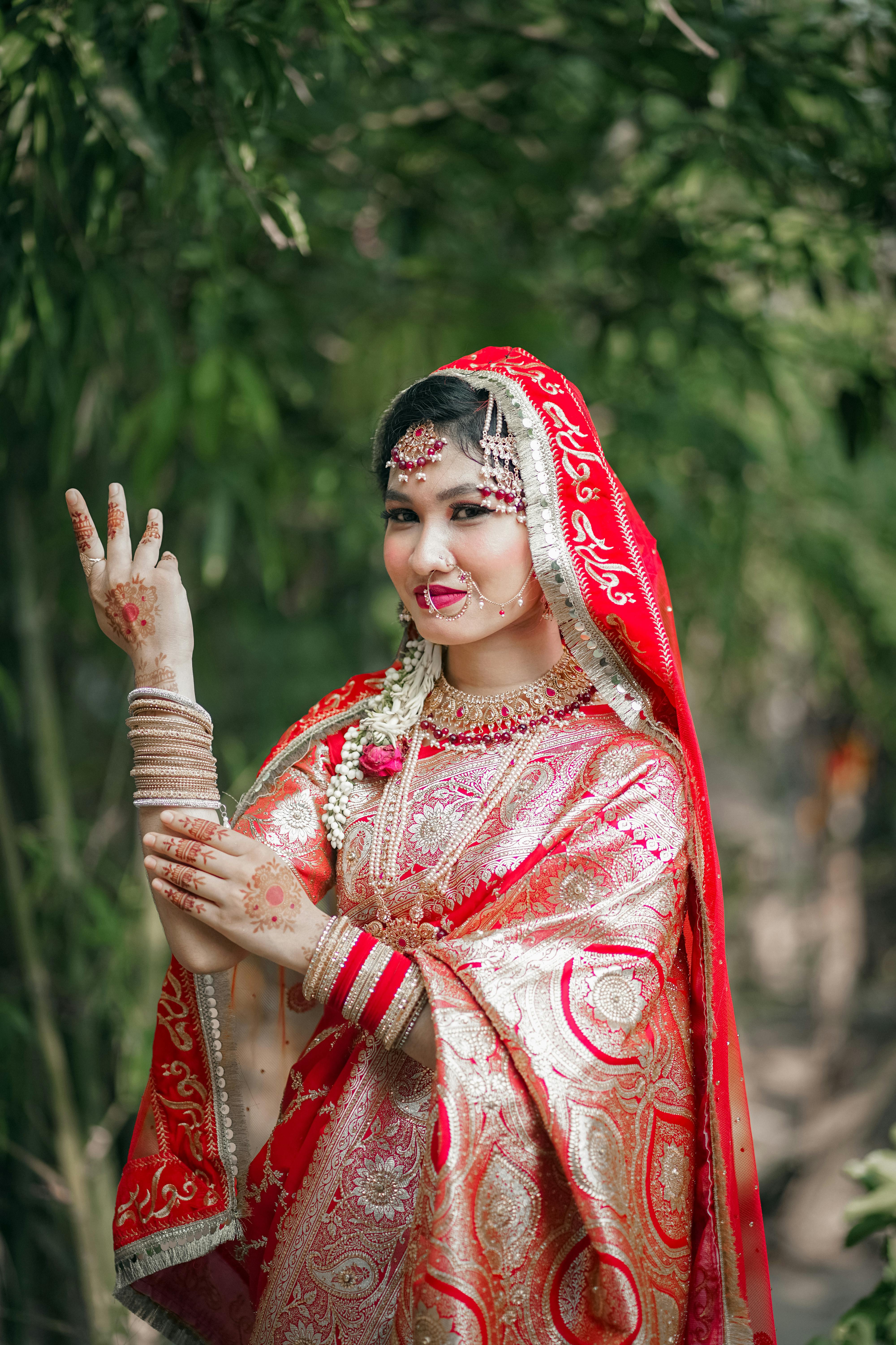 a beautiful indian bride in traditional attire