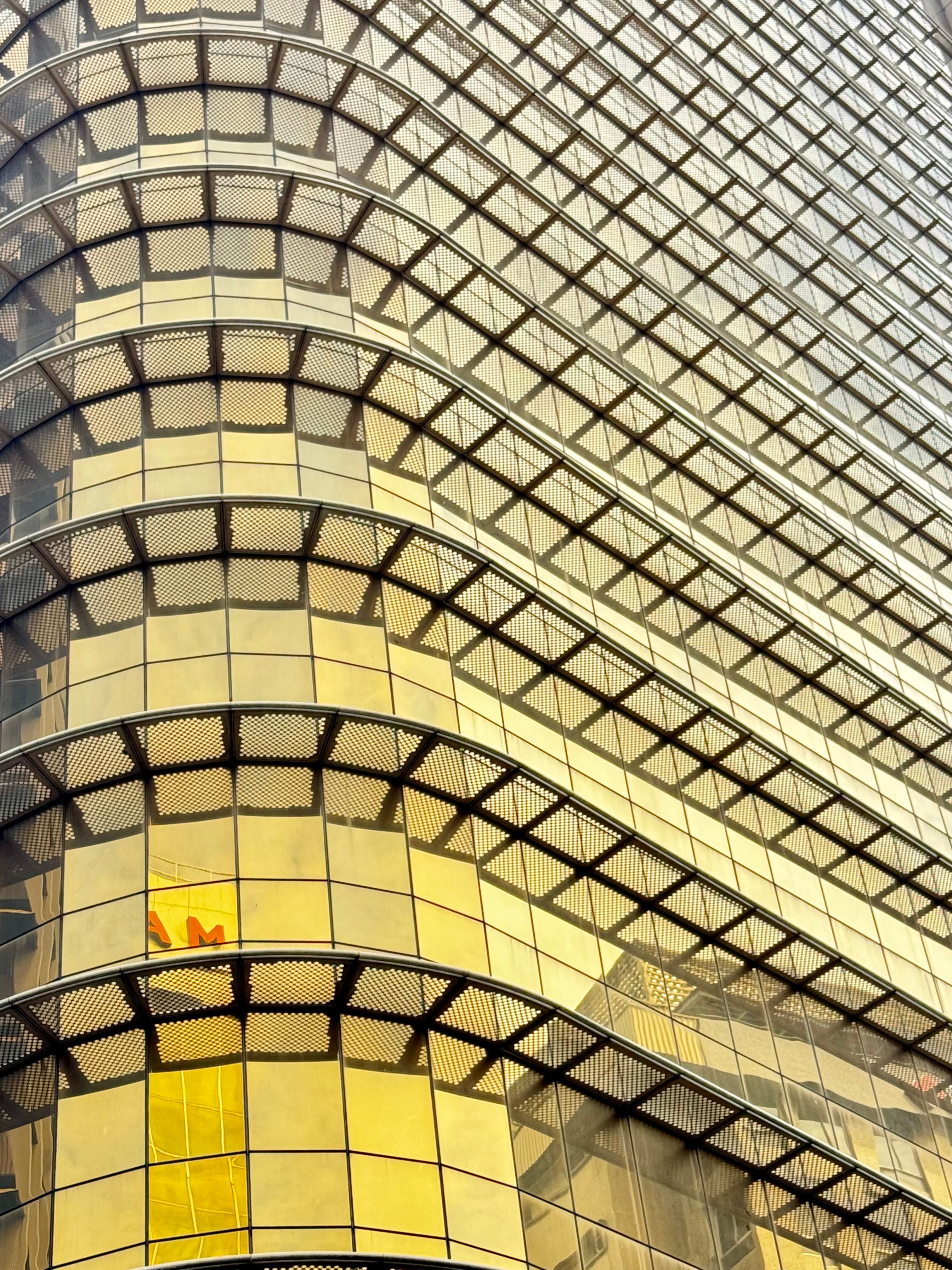 Modern Office Building with Golden Glass Facade · Free Stock Photo