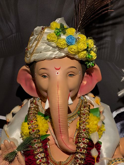 Free Closeup of a beautifully decorated Ganesh idol for Ganesh Chaturthi festival. Stock Photo