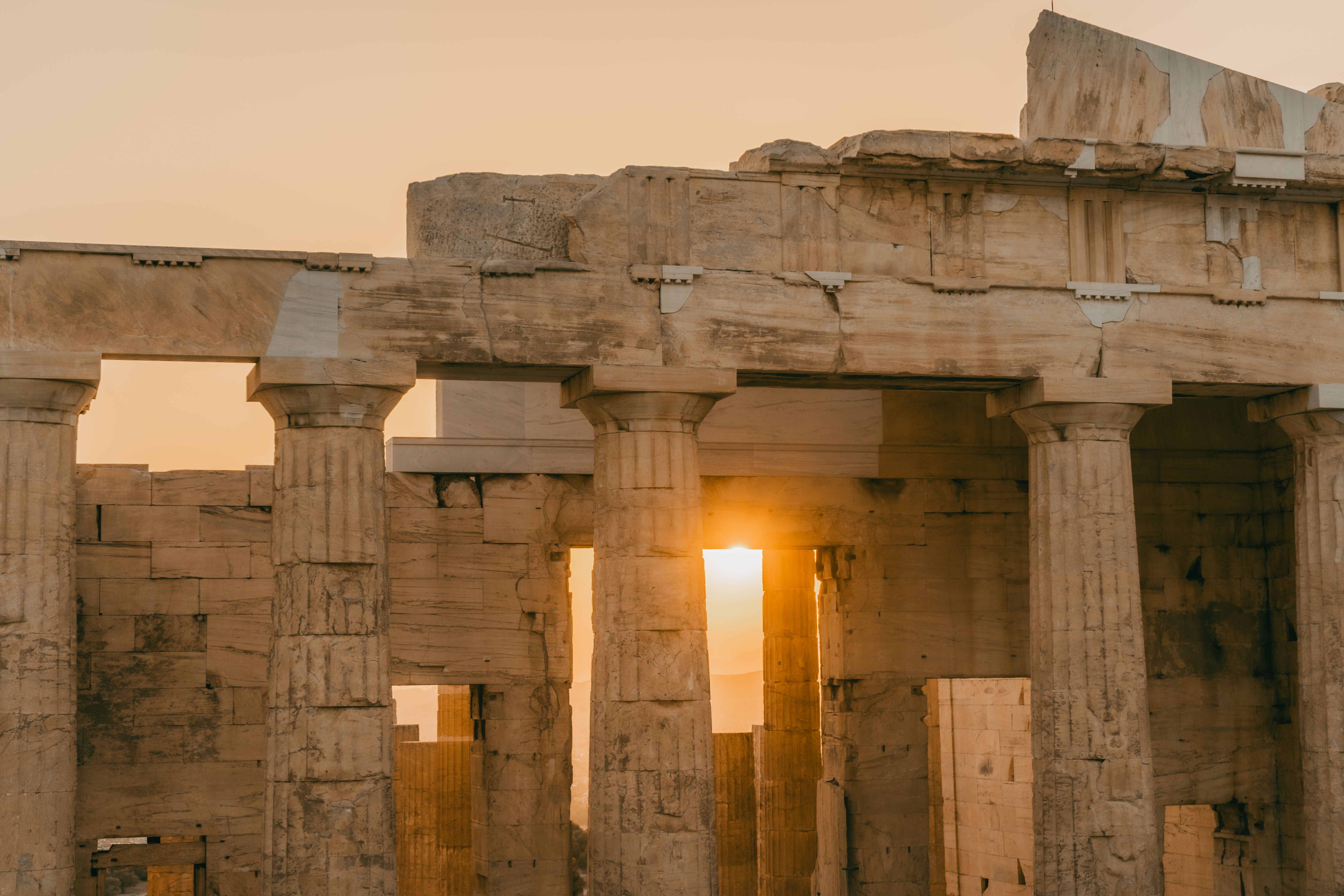 Captivating view of the Parthenon at sunset, showcasing ancient Greek architecture in Athens. Captivating view of the Parthenon at sunset, showcasing ancient Greek architecture in Athens.