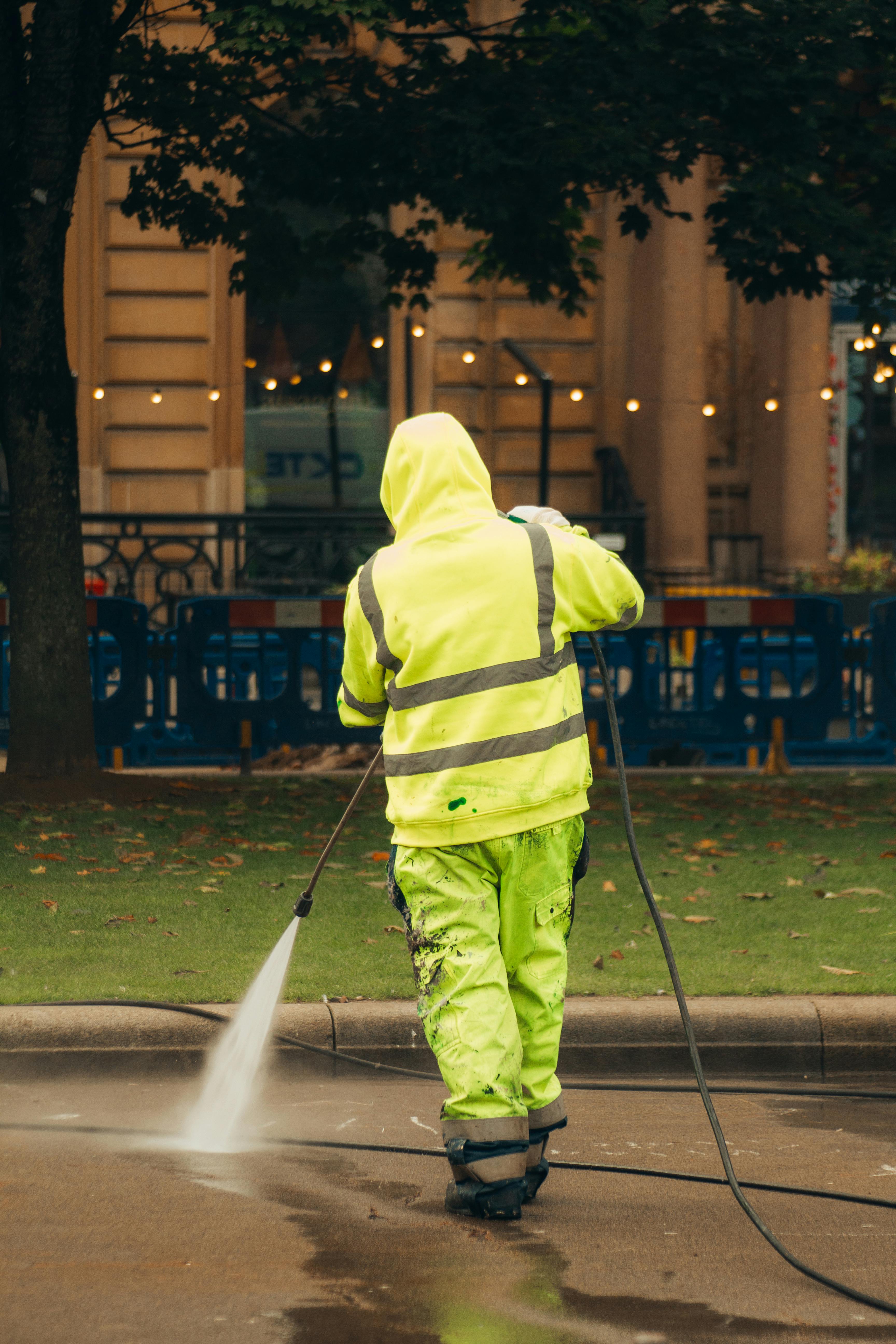 Pressure washing patio