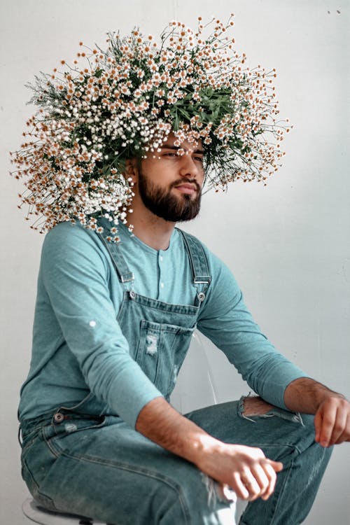 Photo Of Man Wearing Flower Crown