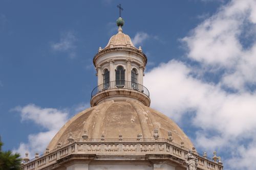 Free Stunning view of the dome of a historic cathedral in Catania, Italy, under a clear blue sky. Stock Photo