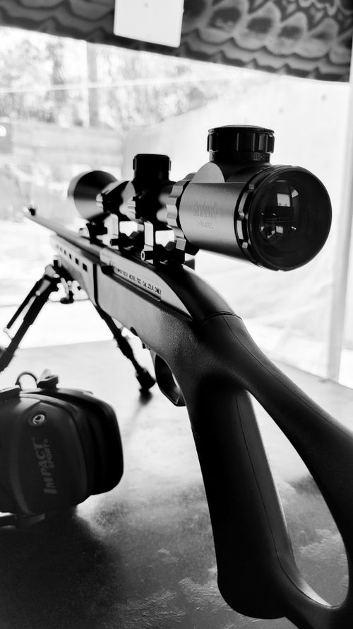 Scoped rifle on bipod