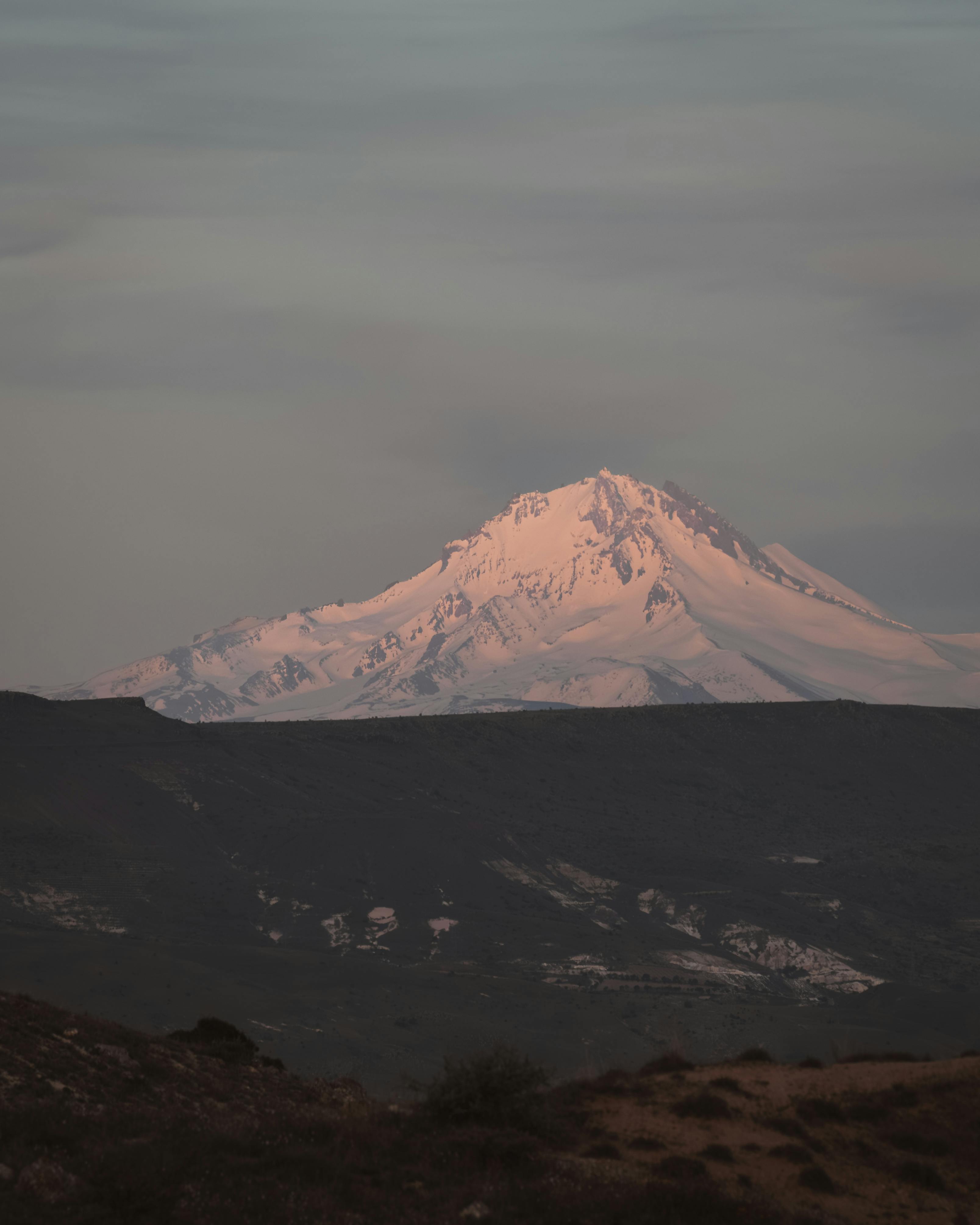 Prescription Goggle Inserts - Stunning view of Mount Erciyes covered in snow during twilight in Kayseri, Türkiye.