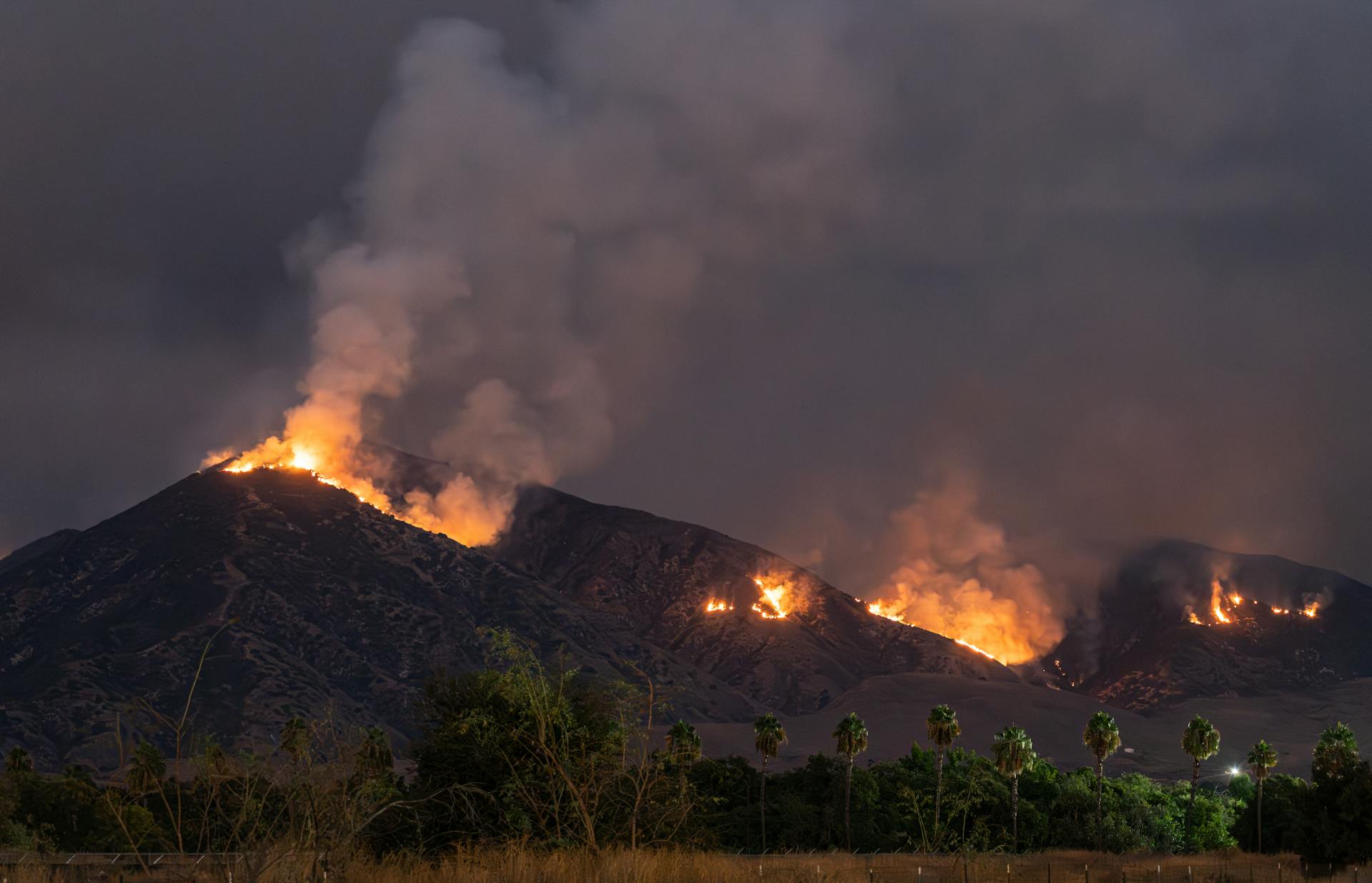 Dramatic Night Landscape of California Wildfire