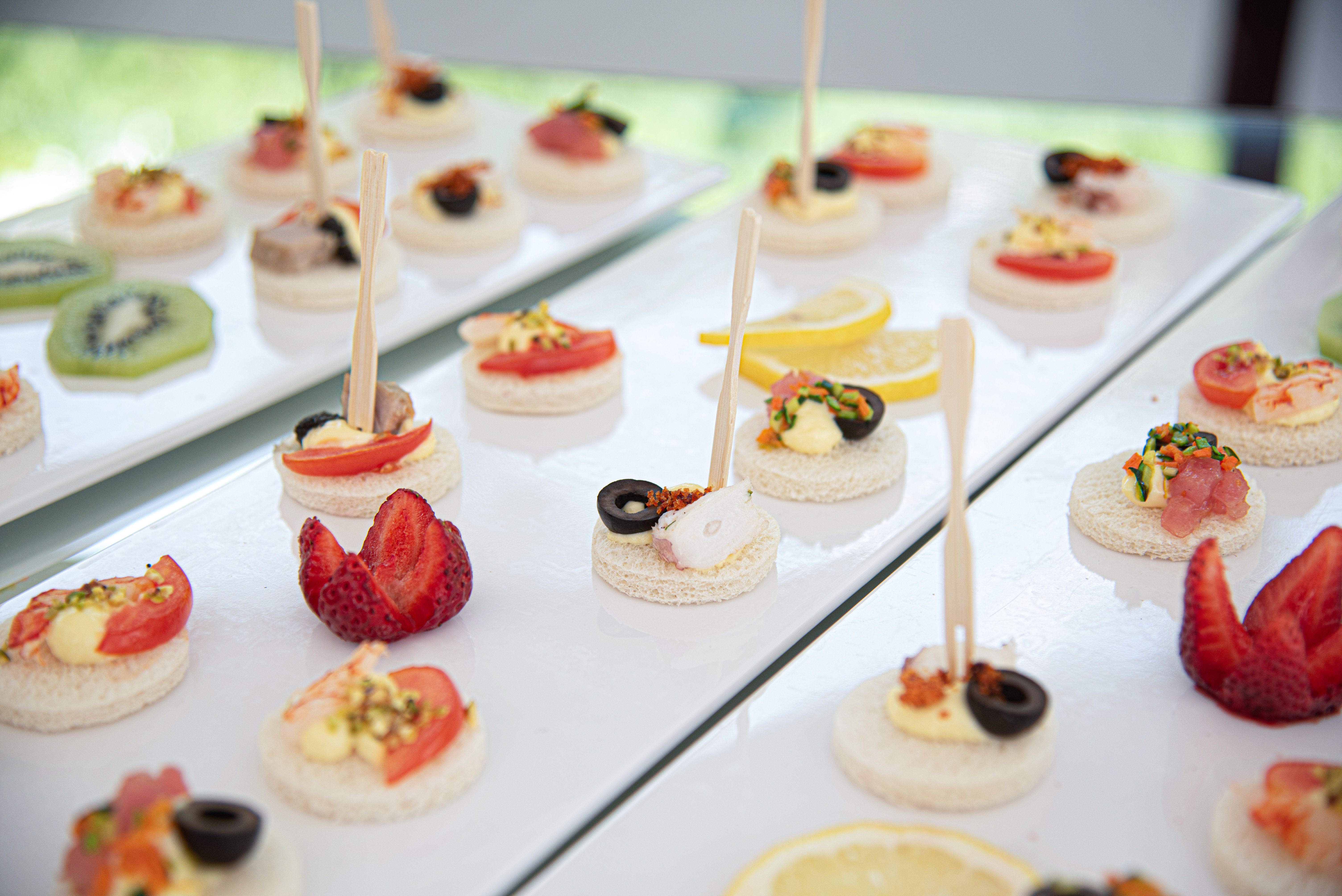 elegant bite-sized finger foods on a display platter