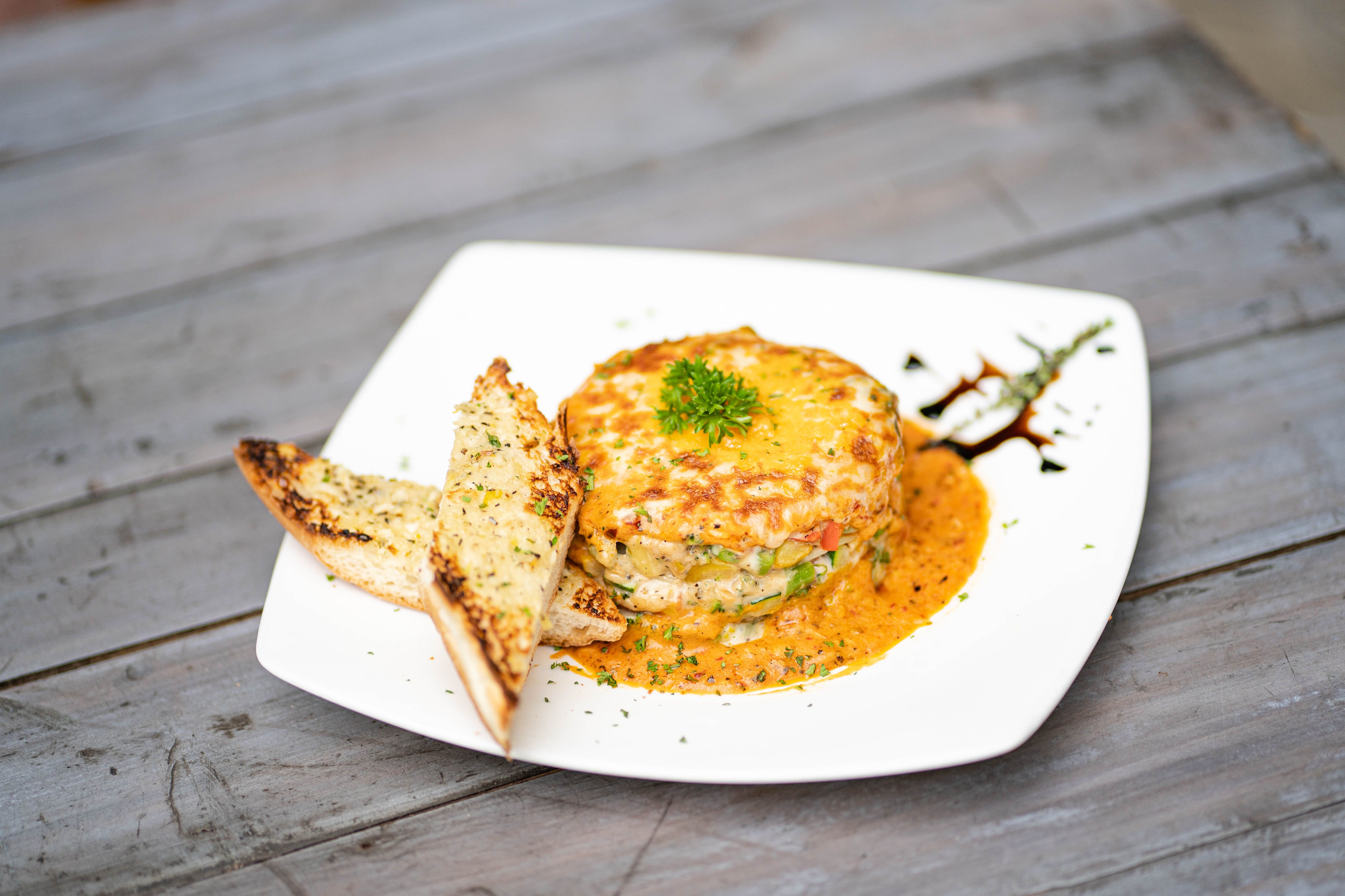 Brown-Sugar Moussaka with Roasted Vegetables