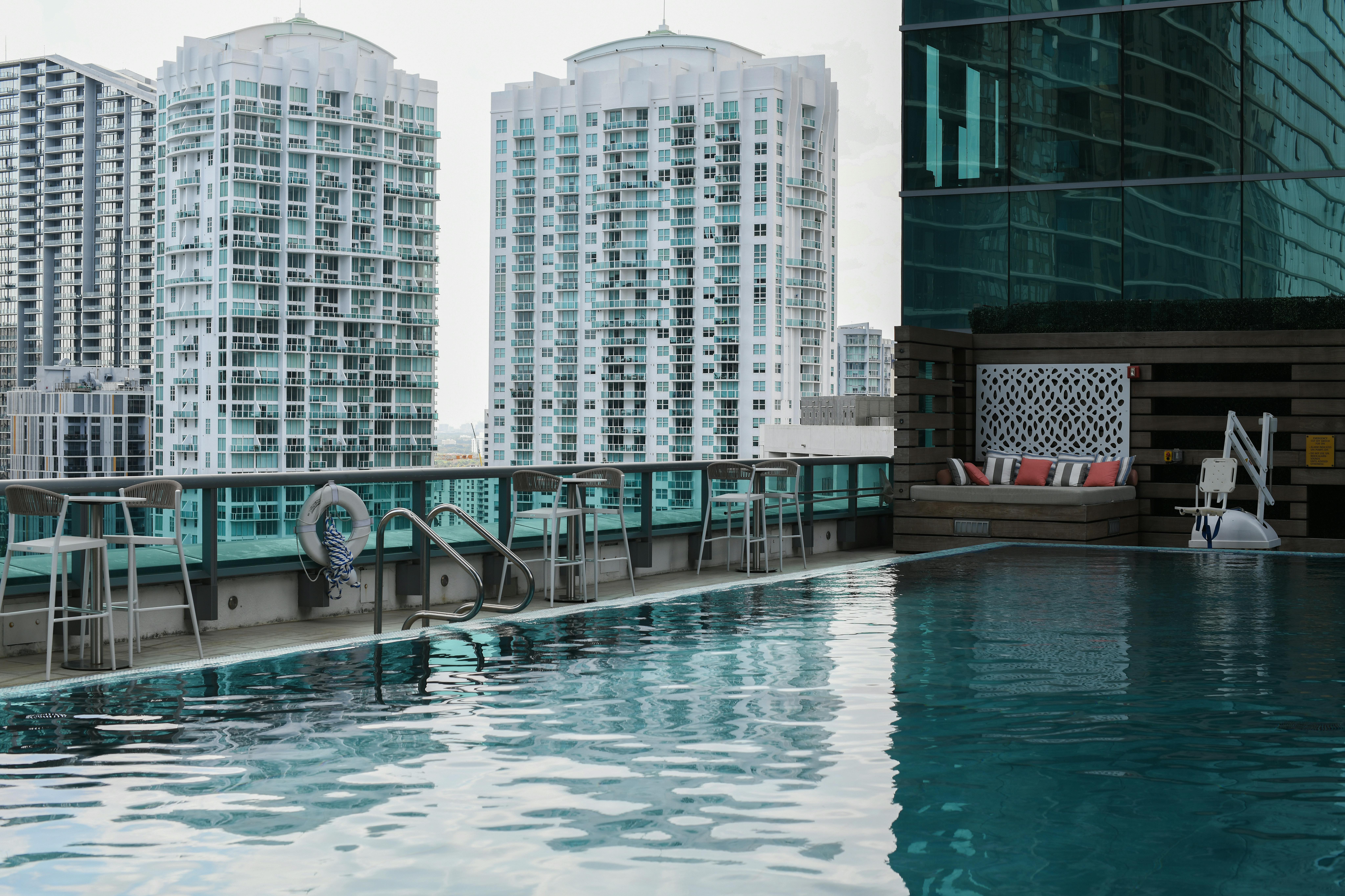 rooftop pool deck with city views - modern apartments