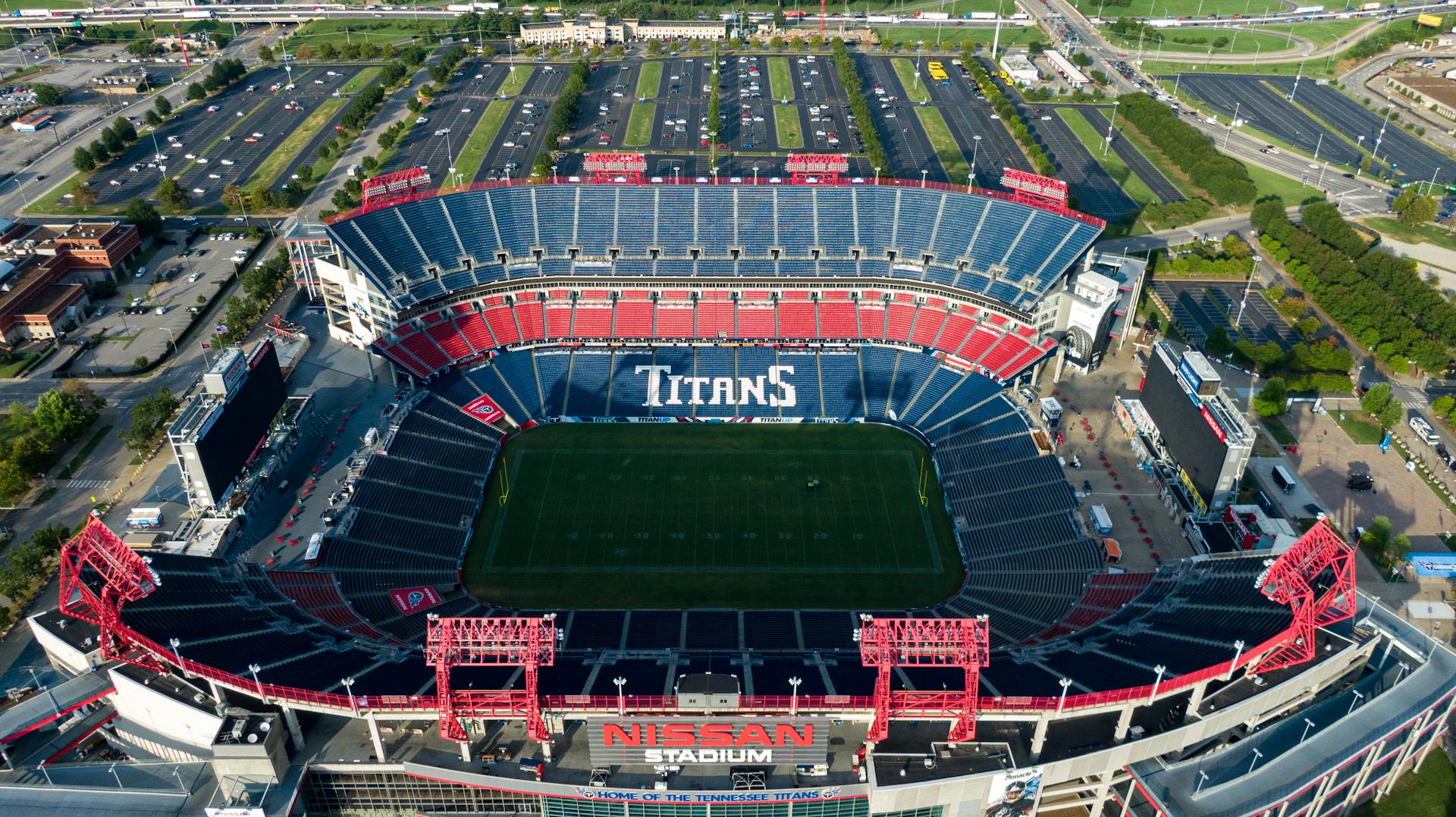 Empty Blue and Red Titans Stadium