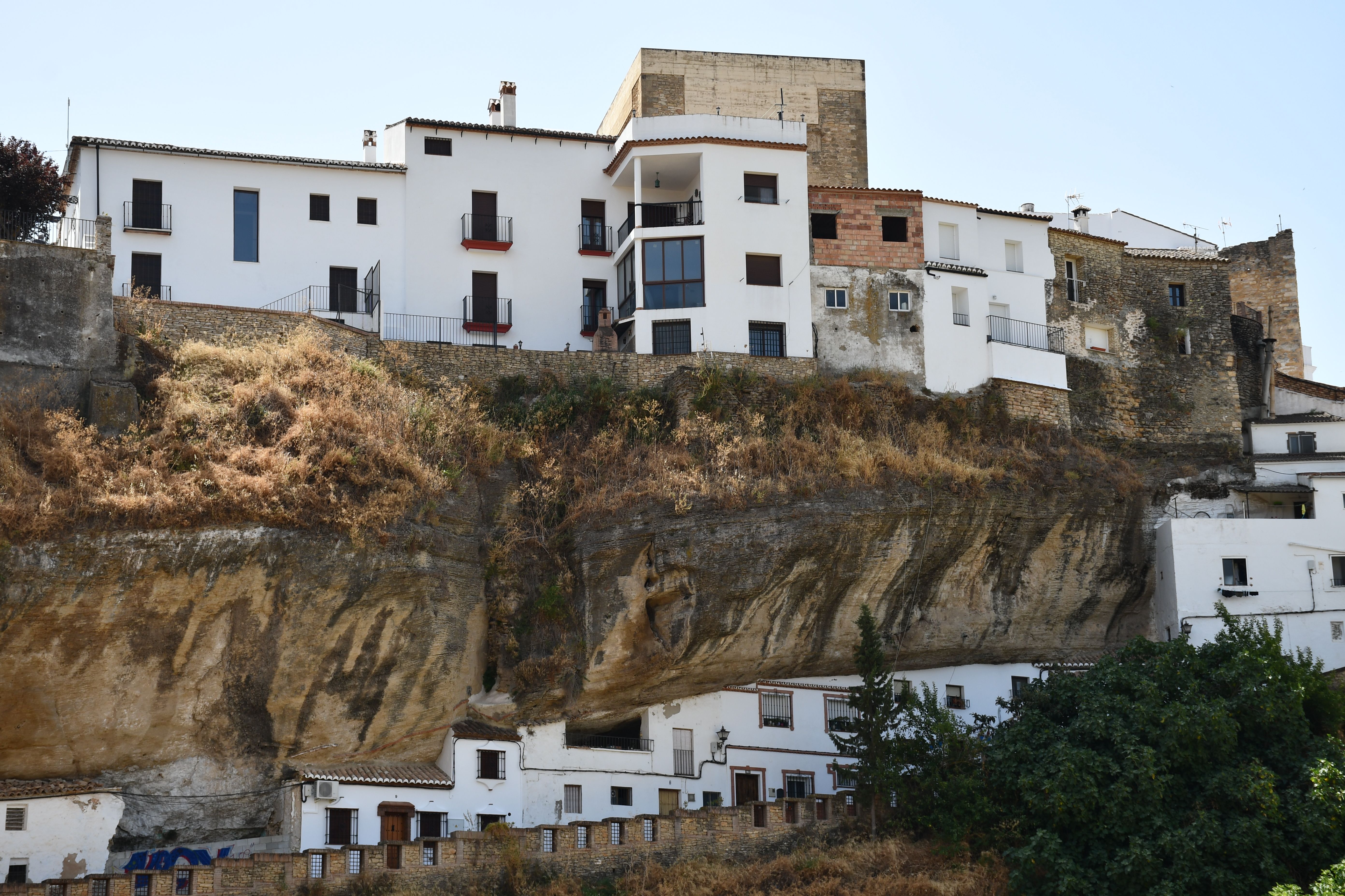 View of Houses Built into a Rock in Setenil de las Bodegas, Spain ...