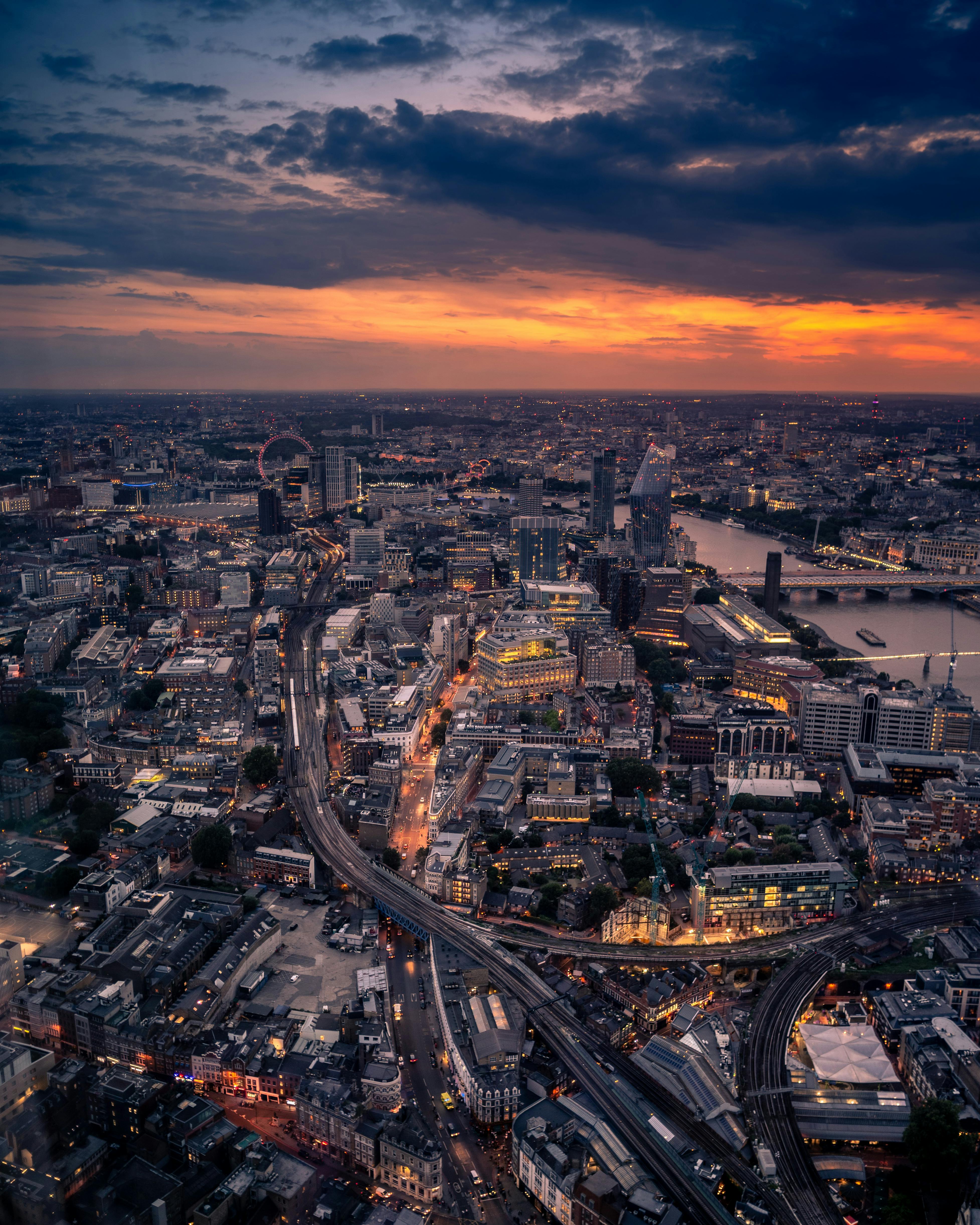 bird s eye view of city during dawn