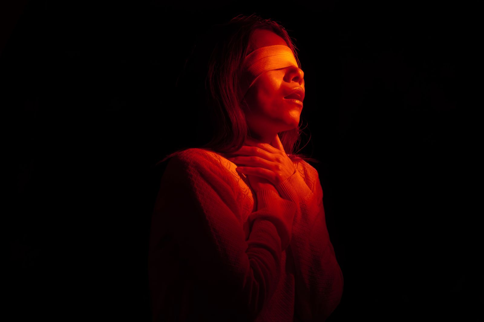portrait in red emotional light