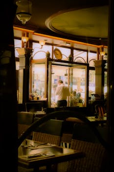 A warm and inviting Parisian bistro interior, capturing the essence of Paris life.