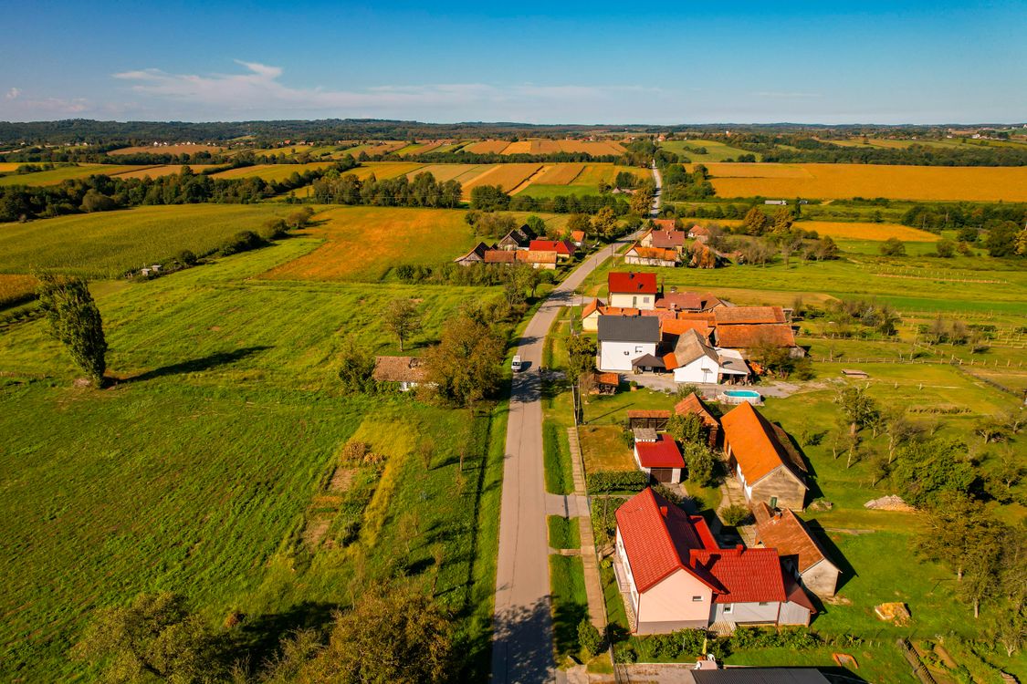Farms and Fields Along the Road from a Birds Eye View · Free Stock Photo