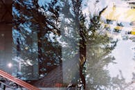 圣彼得堡的抽象双曝光图像结合了树影与窗户