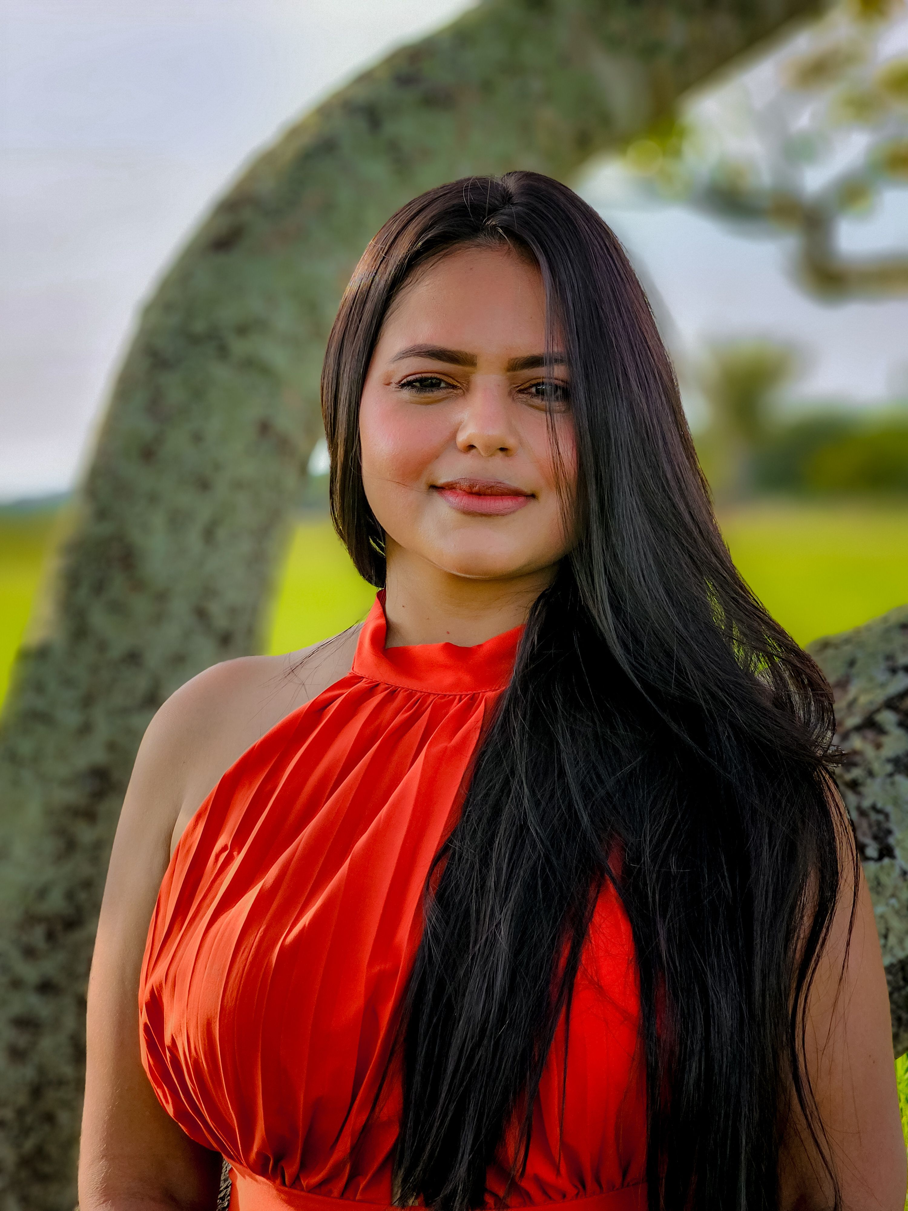 Portrait of Woman in Red Dress Outdoors · Free Stock Photo