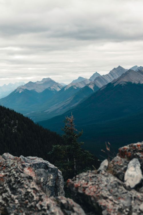 Free Stunning view of Jasper's mountainous terrain in Alberta, Canada, showcasing natural beauty. Stock Photo
