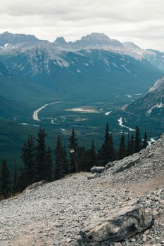Breathtaking view of mountains and valleys in Banff National Park, Alberta, Canada.