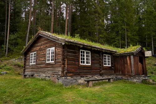 Free Explore a traditional Norwegian log cabin at Maihaugen Open-Air Museum in Lillehammer. Stock Photo