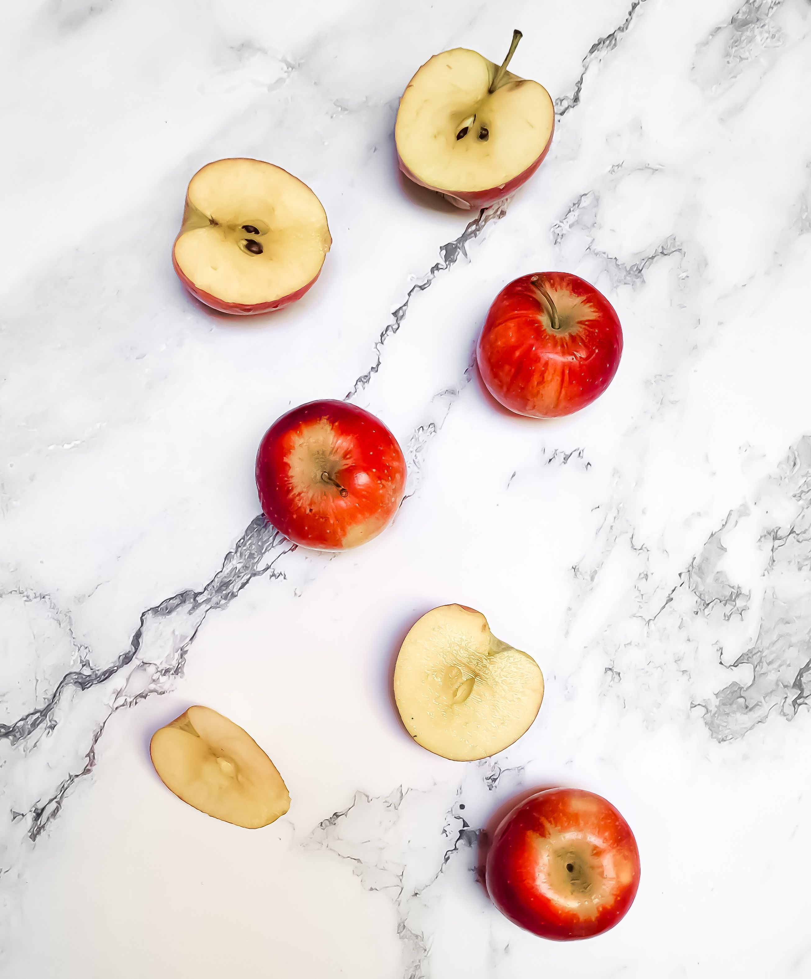 Apple with core and seeds removed before serving