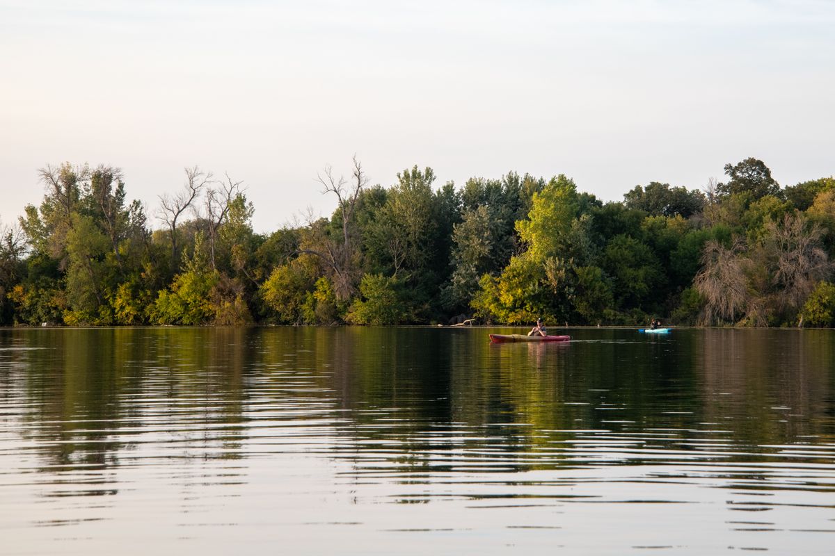 Canoe on a calm lake