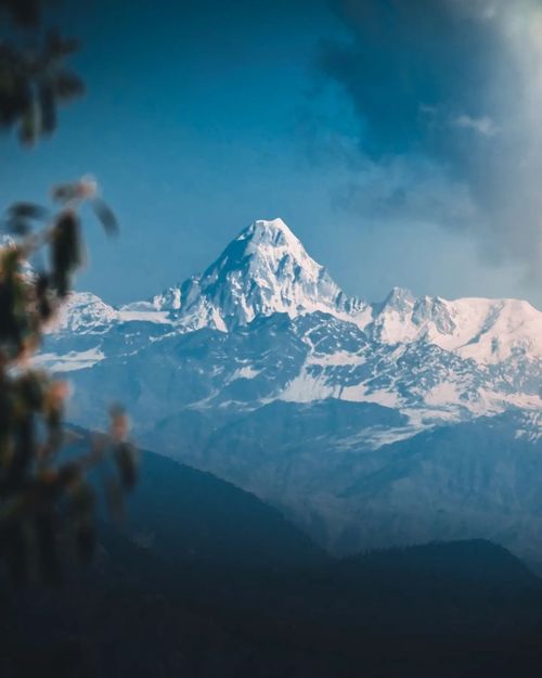 Free Breathtaking view of the snow-covered Himalayas in early morning light. Stock Photo
